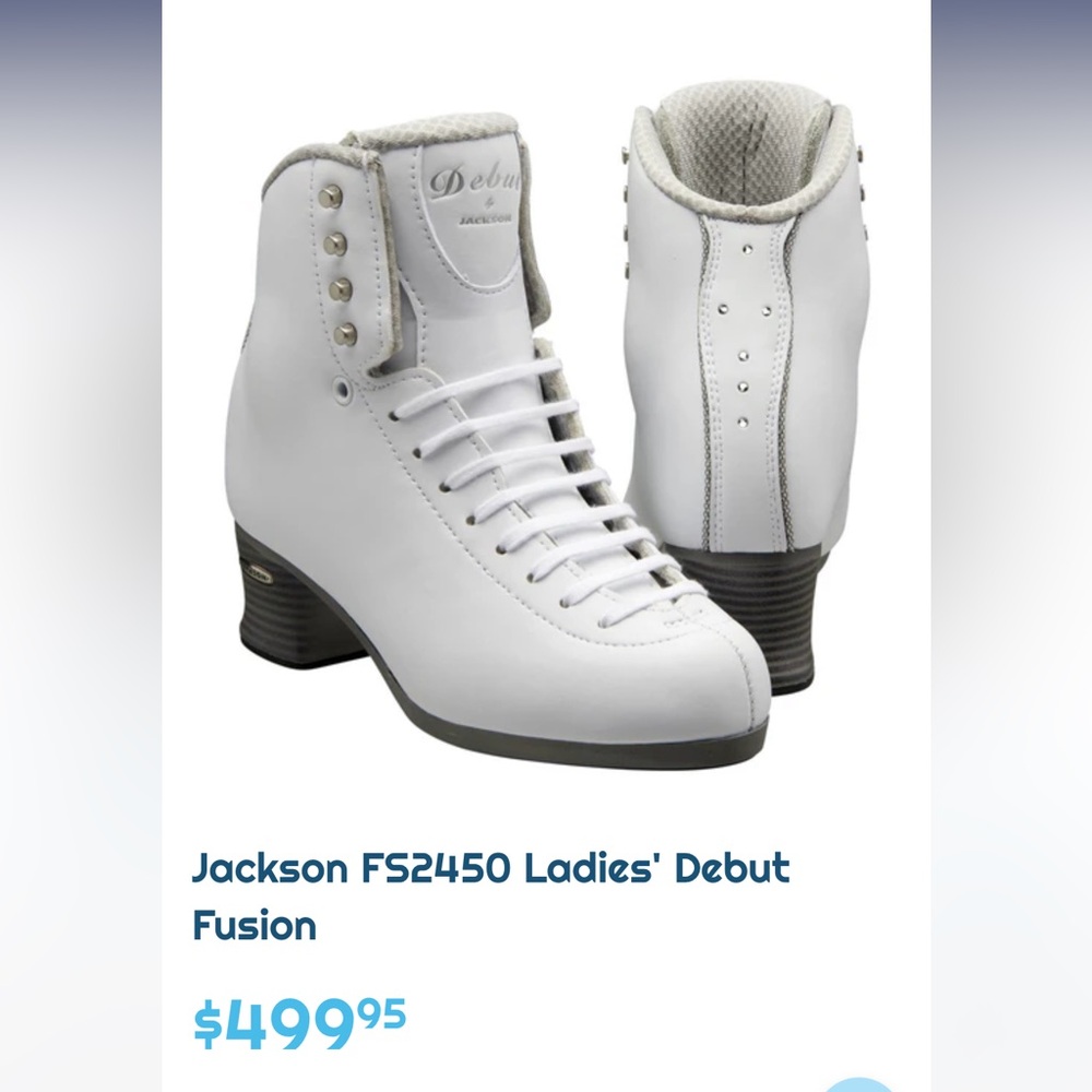 JACKSON girls/women’s 6.5 wide 6.5w white debut figure skating boots skates - Picture 9 of 9
